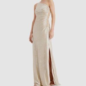 Wedding Guest  Women's Size 10 Gold One Shoulder Mother Of Bride/Groom